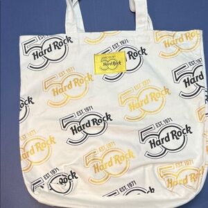 Hard Rock Cafe White and Gold Anniversary Tote